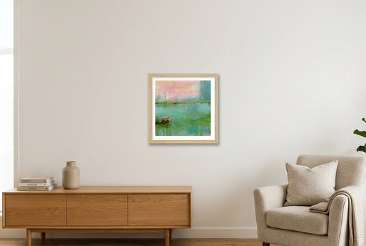 At water’s edge — 30×30cm, 12×12" Oak Frame