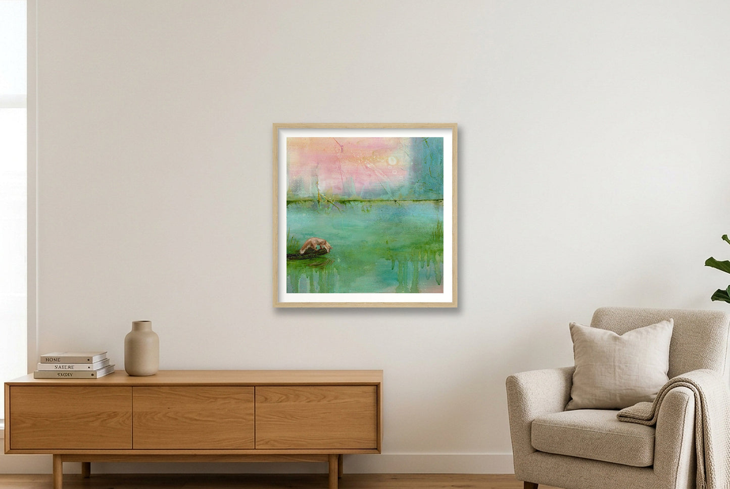 At water’s edge — 50×50cm, 20×20" Oak Frame